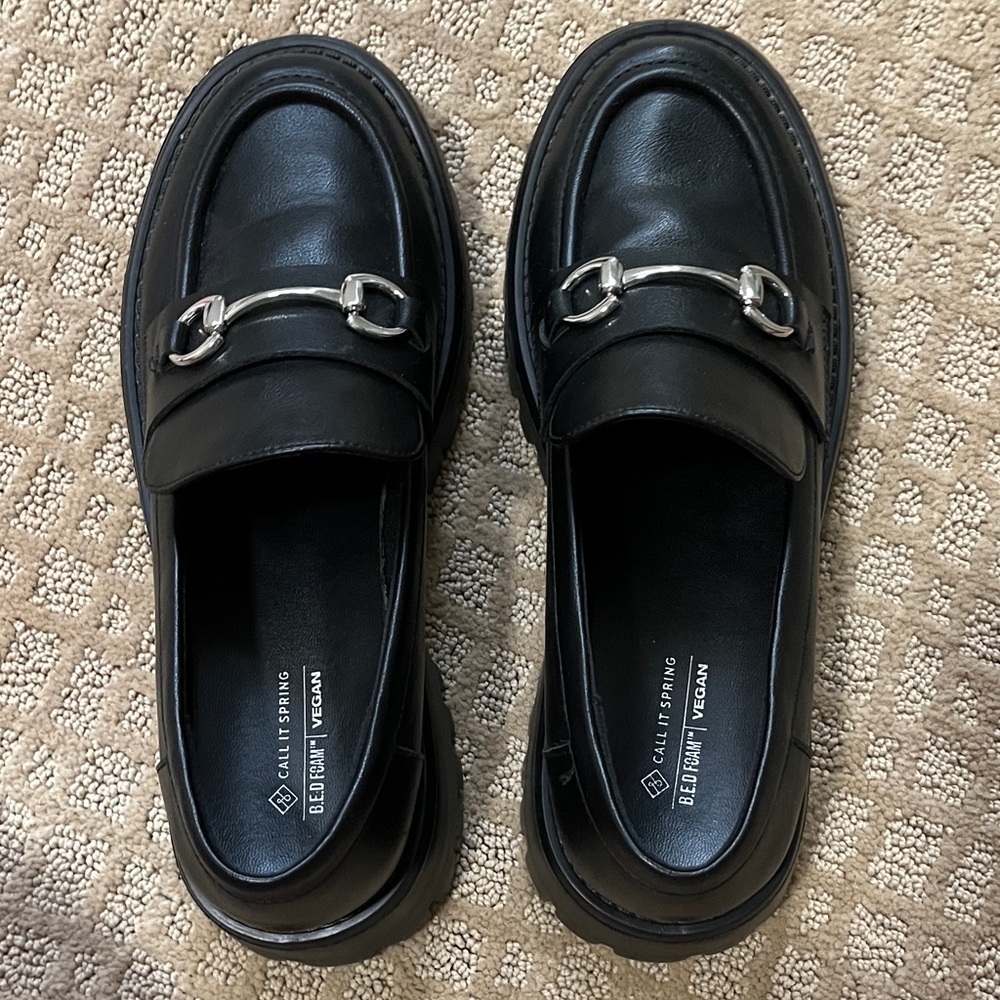 Call It Spring Black Shoes with Metallic Accents